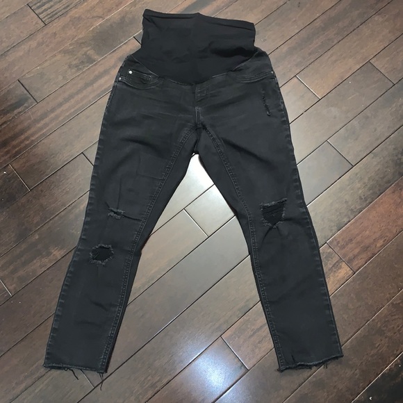 Jessica Simpson Black Greyish Ripped Maternity Jeans. Over the Belly. Small - Picture 1 of 4